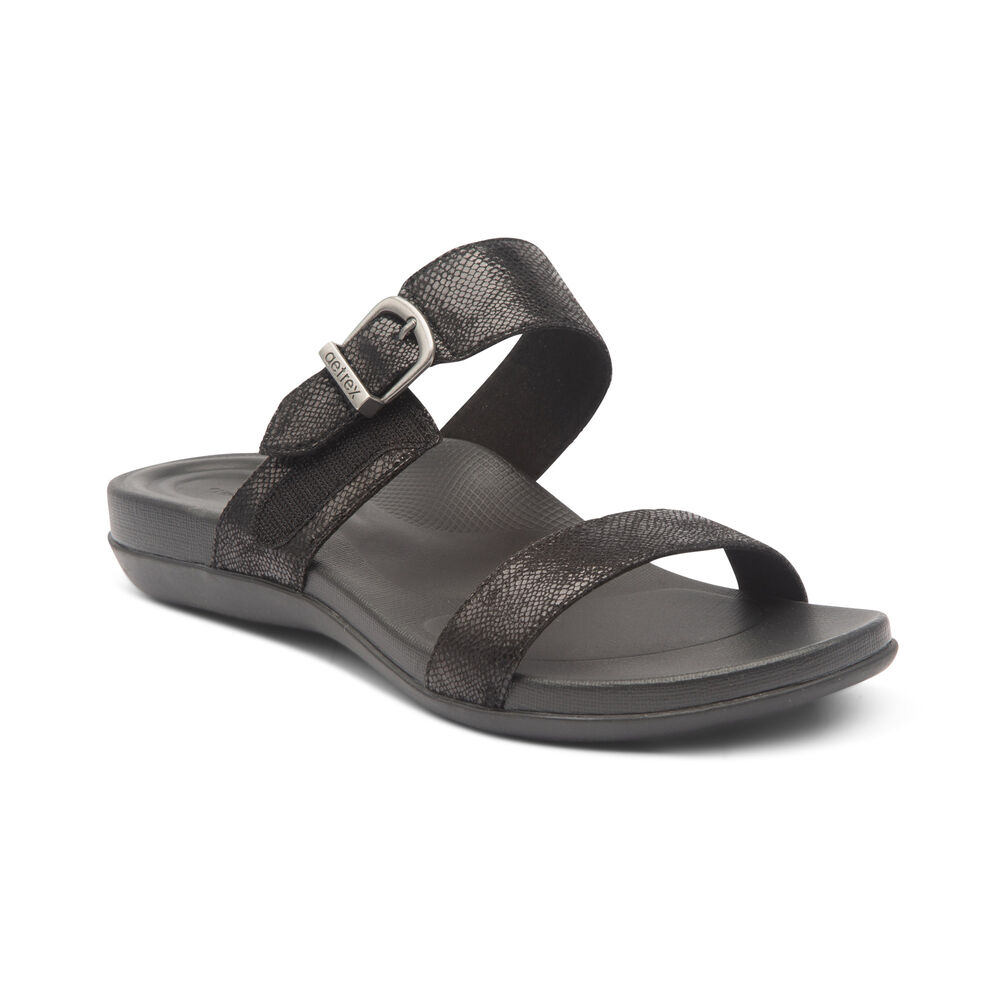 Aetrex Women's Mimi Water-Friendly Sandals - Black | USA 2OP46VA